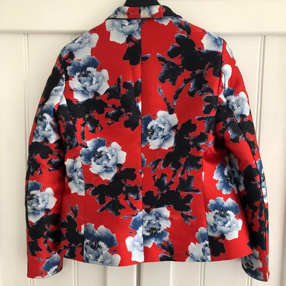 Yaly Couture Size 12 Red Floral Jacket - Picture 3 of 8